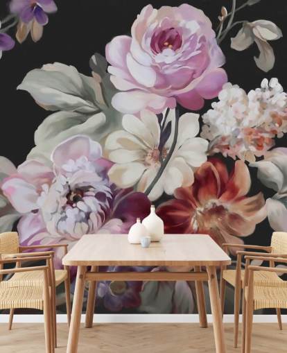 roze roze en donker bloemenbehang roze roze en donker bloemenbehang