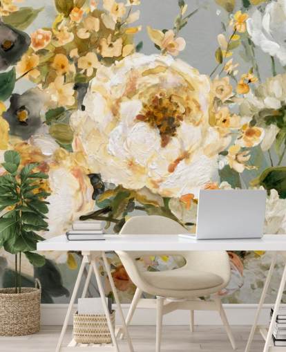 mustard, white and grey floral wallpaper mustard, white and grey floral wallpaper