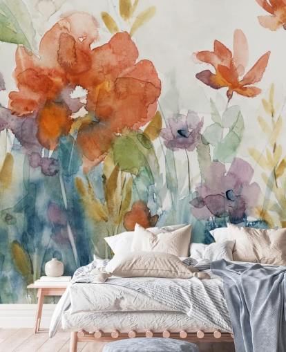 Aquarell-Blumen-Tapete