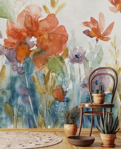 aquarel bloemen behang aquarel bloemen behang
