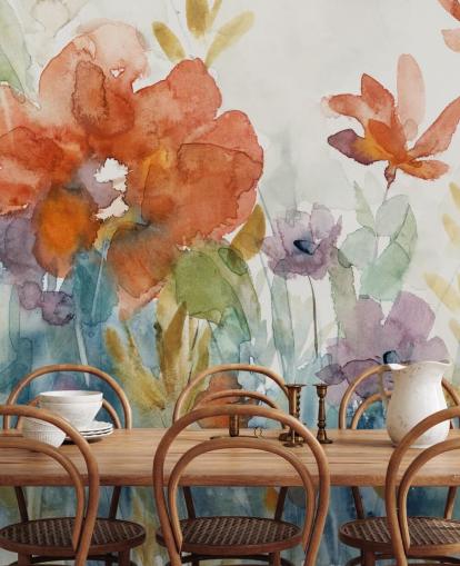 papier peint fleurs aquarelle