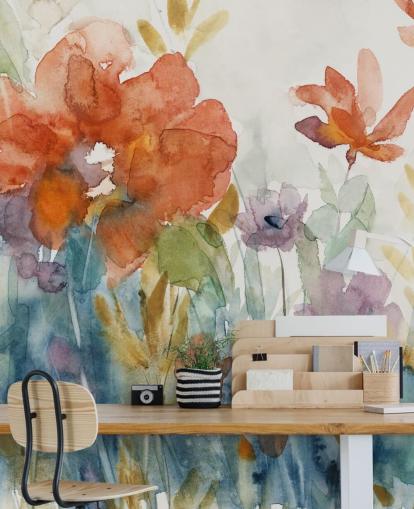 papier peint fleurs aquarelle