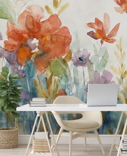 papel de parede flores aquarela