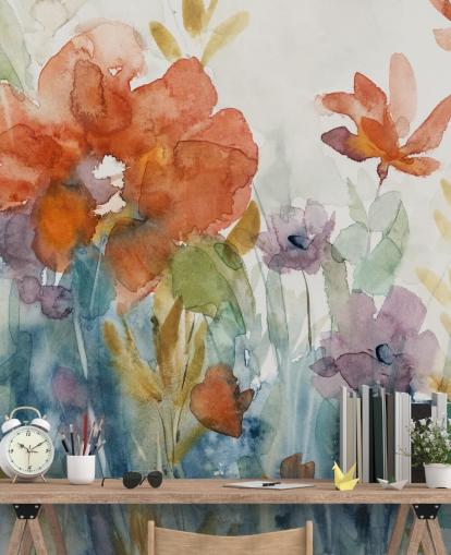 Aquarell-Blumen-Tapete Aquarell-Blumen-Tapete