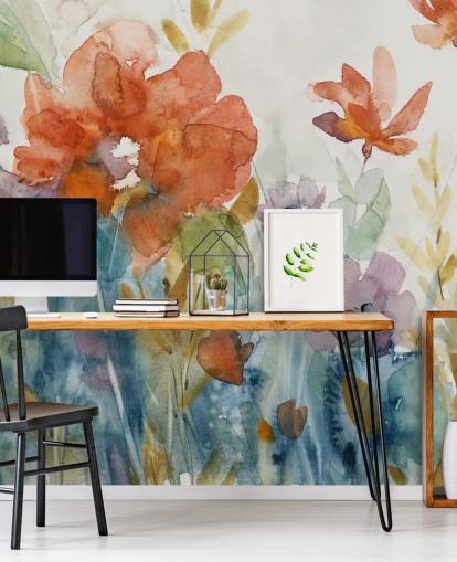 papier peint fleurs aquarelle