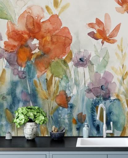 watercolour flowers wallpaper