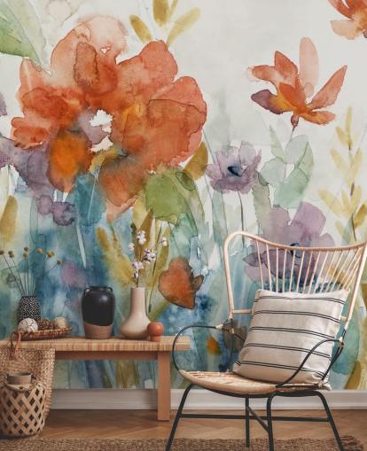 papier peint fleurs aquarelle