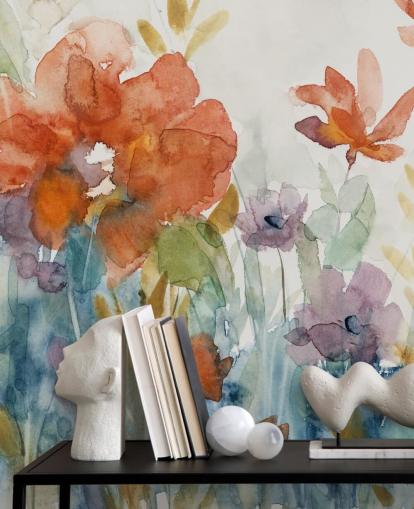 Aquarell-Blumen-Tapete Aquarell-Blumen-Tapete