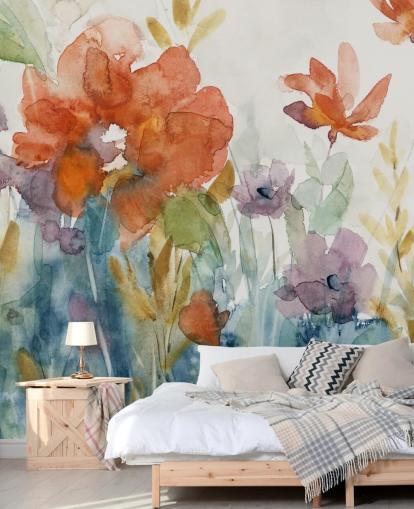 aquarel bloemen behang