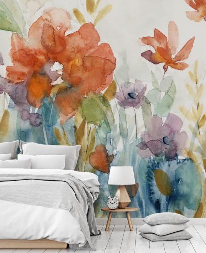 Aquarell-Blumen-Tapete Aquarell-Blumen-Tapete