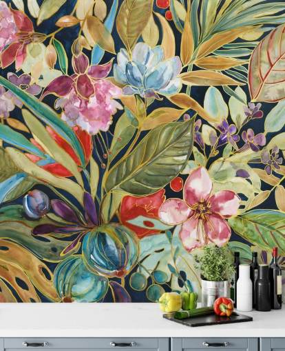 colourful tropical flowers on dark background wallpaper colourful tropical flowers on dark background wallpaper