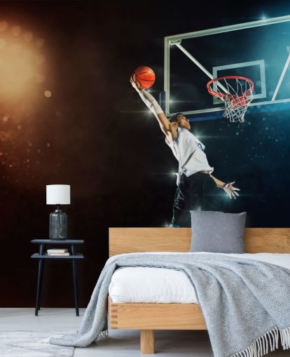 basketball wallpaper mural called Slam Dunk for bedrooms, schools and gyms basketball wallpaper mural called Slam Dunk for bedrooms, schools and gyms