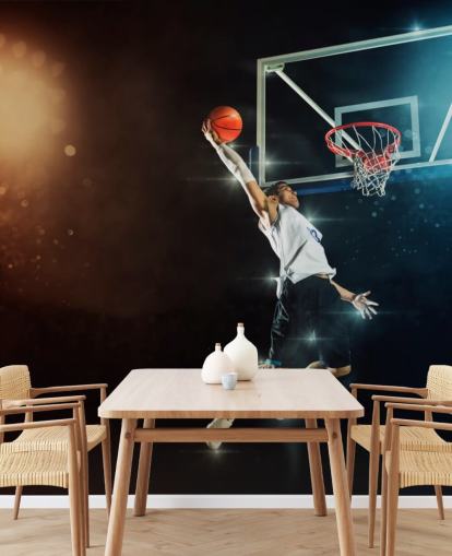 mural de papel pintado de baloncesto llamado Slam Dunk para dormitorios, escuelas y gimnasios mural de papel pintado de baloncesto llamado Slam Dunk para dormitorios, escuelas y gimnasios