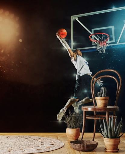 basketball wallpaper mural called Slam Dunk for bedrooms, schools and gyms basketball wallpaper mural called Slam Dunk for bedrooms, schools and gyms