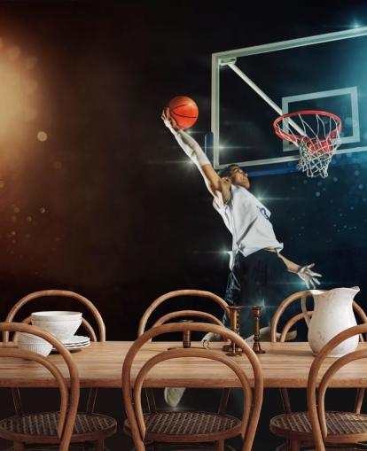 basketball wallpaper mural called Slam Dunk for bedrooms, schools and gyms