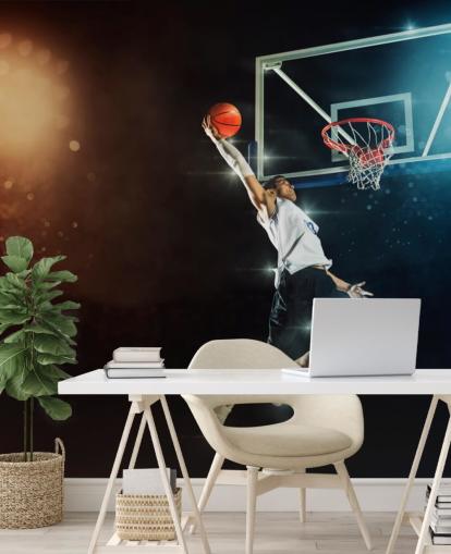 basketball wallpaper mural called Slam Dunk for bedrooms, schools and gyms basketball wallpaper mural called Slam Dunk for bedrooms, schools and gyms