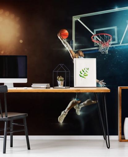 basketball wallpaper mural called Slam Dunk for bedrooms, schools and gyms
