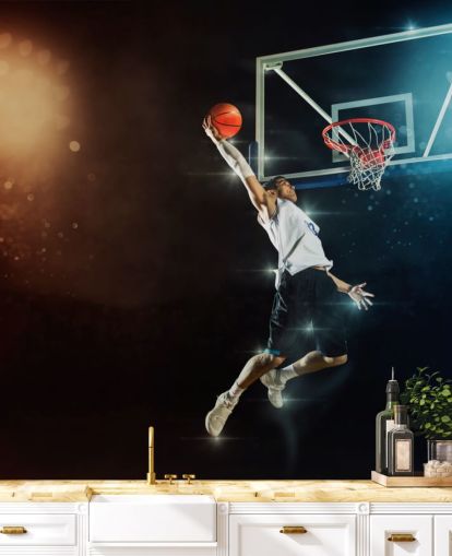 basketball wallpaper mural called Slam Dunk for bedrooms, schools and gyms