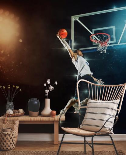 basketball wallpaper mural called Slam Dunk for bedrooms, schools and gyms basketball wallpaper mural called Slam Dunk for bedrooms, schools and gyms
