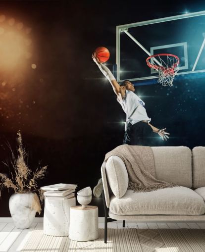 basketball wallpaper mural called Slam Dunk for bedrooms, schools and gyms