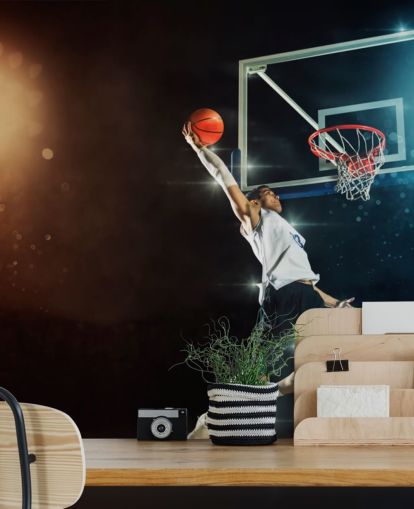basketball wallpaper mural called Slam Dunk for bedrooms, schools and gyms