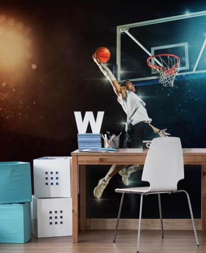 basket tapetväggmålning kallad Slam Dunk för sovrum, skolor och gym