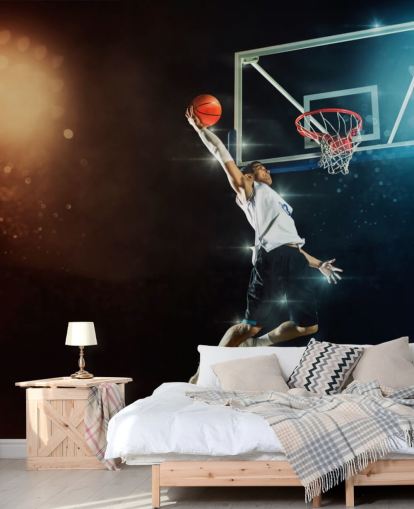 basketball wallpaper mural called Slam Dunk for bedrooms, schools and gyms basketball wallpaper mural called Slam Dunk for bedrooms, schools and gyms