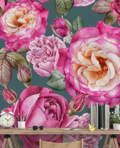 flores rosadas y rosas con papel tapiz de fondo verde flores rosadas y rosas con papel tapiz de fondo verde