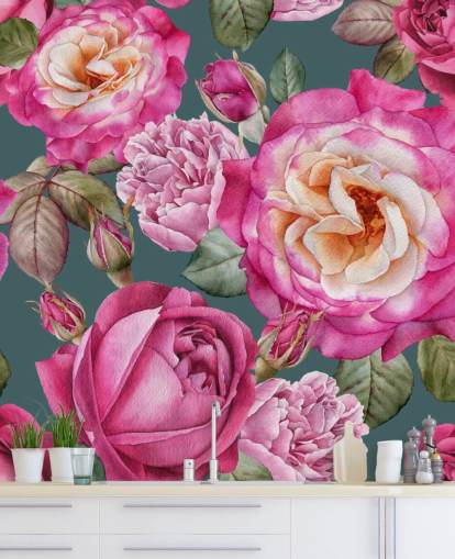 flores rosadas y rosas con papel tapiz de fondo verde flores rosadas y rosas con papel tapiz de fondo verde