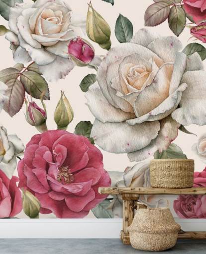 carta da parati acquerello rosa e rosa bianca carta da parati acquerello rosa e rosa bianca