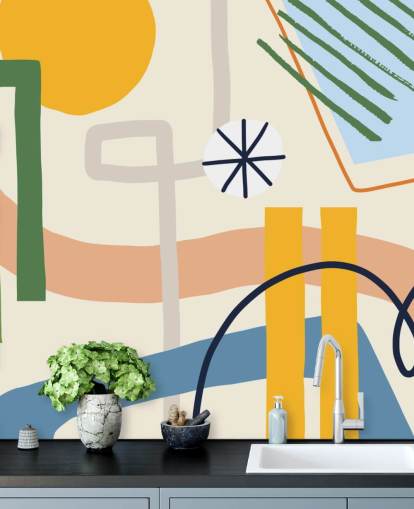 farverige linje kunst abstrakt tapet