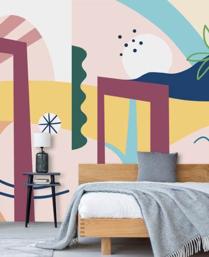 purple, orange, blue, green abstract street wallpaper