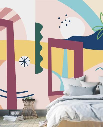 papel pintado abstracto de la calle púrpura, naranja, azul, verde