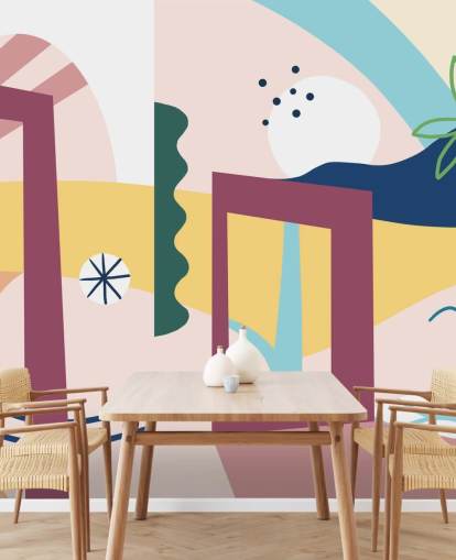 purple, orange, blue, green abstract street wallpaper