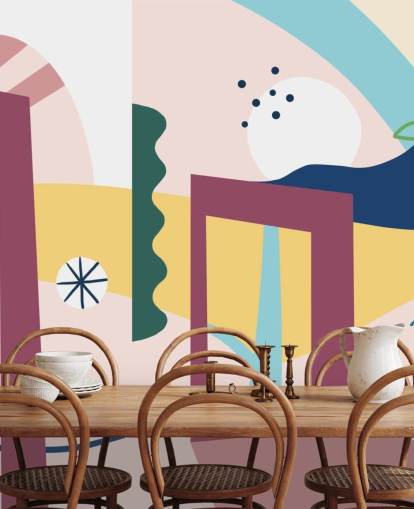 purple, orange, blue, green abstract street wallpaper