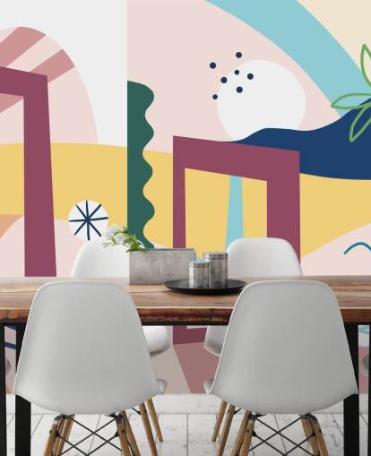 purple, orange, blue, green abstract street wallpaper