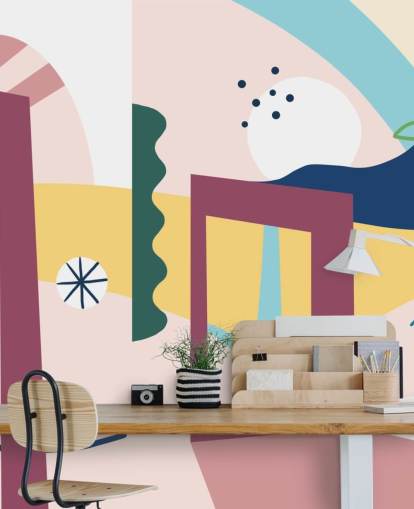 papier peint abstrait violet, orange, bleu, vert