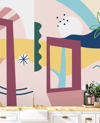 purple, orange, blue, green abstract street wallpaper