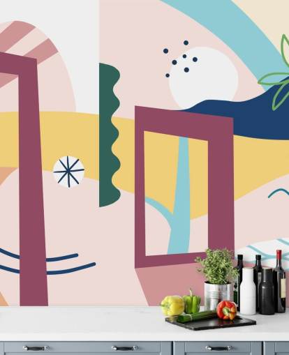 purple, orange, blue, green abstract street wallpaper