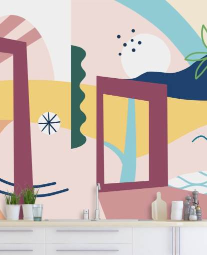 papier peint abstrait violet, orange, bleu, vert