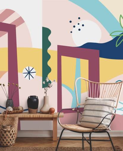 lila, orange, blå, grön abstrakt gatutapeter lila, orange, blå, grön abstrakt gatutapeter