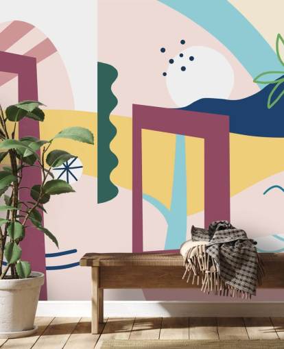 papel pintado abstracto de la calle púrpura, naranja, azul, verde