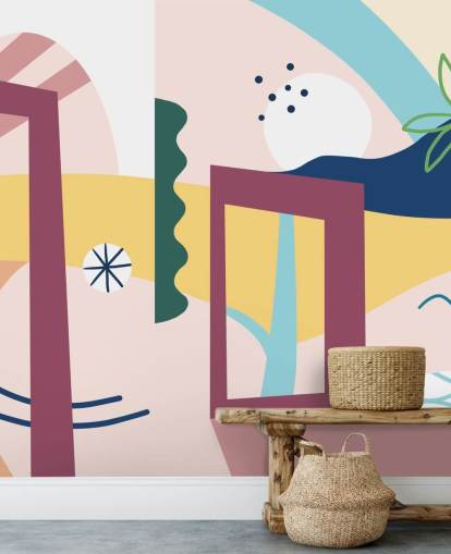 carta da parati astratta viola, arancione, blu, verde