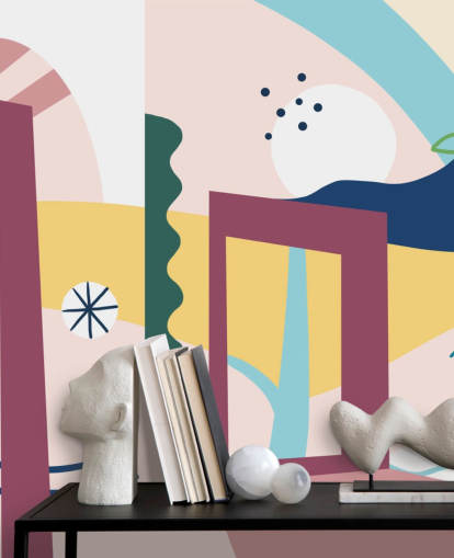 lilla, oransje, blå, grønn abstrakt gate tapet