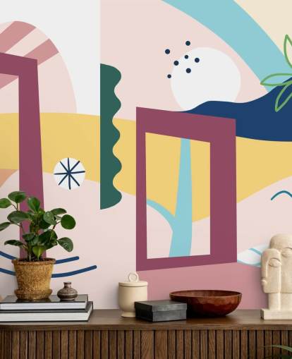 papel de parede abstrato roxo, laranja, azul, verde