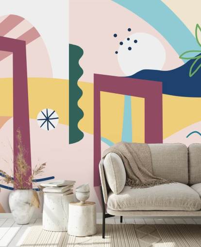 papel de parede abstrato roxo, laranja, azul, verde