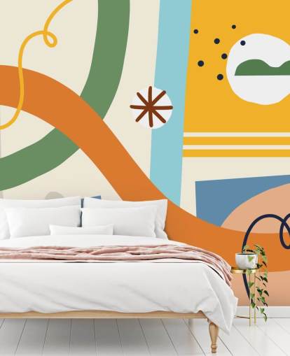 papel pintado de línea naranja, amarillo, azul, verde