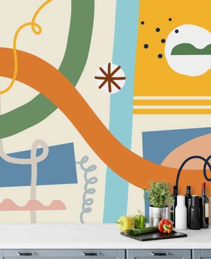 papel pintado de línea naranja, amarillo, azul, verde papel pintado de línea naranja, amarillo, azul, verde