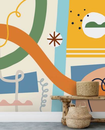 papel pintado de línea naranja, amarillo, azul, verde papel pintado de línea naranja, amarillo, azul, verde