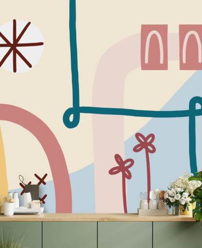 pastel abstract line art wallpaper mural pastel abstract line art wallpaper mural